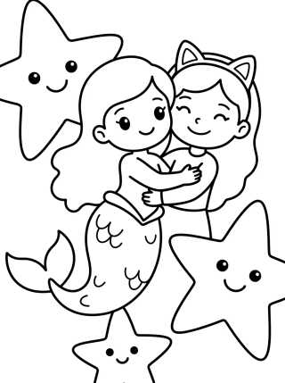 Sereiata e Gabby Amigas para colorir Desenho de Sereiata e Gabby Amigas para colorir e imprimir grátis