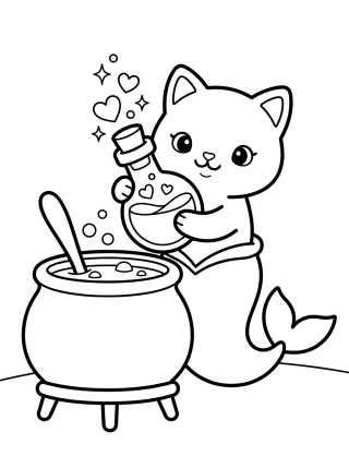 Desenho de Sereiata Fazendo Poção Mágica para colorir e imprimir grátis