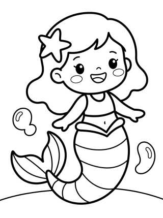 Desenho de Sereiata Fofa Sorrindo para colorir e imprimir grátis