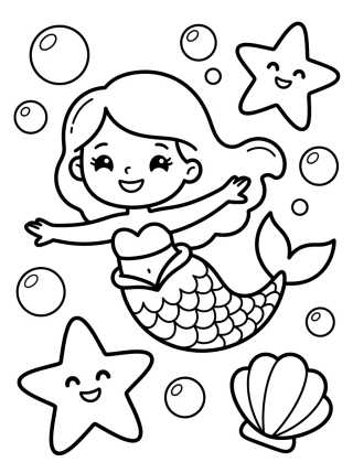 Desenho de Sereiata Sorrindo no Fundo do Mar para colorir e imprimir grátis