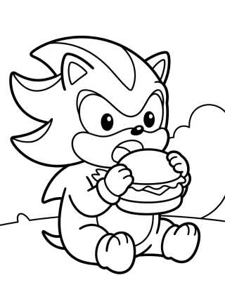 Desenho de Shadow Comendo Hambúrguer para colorir e imprimir grátis