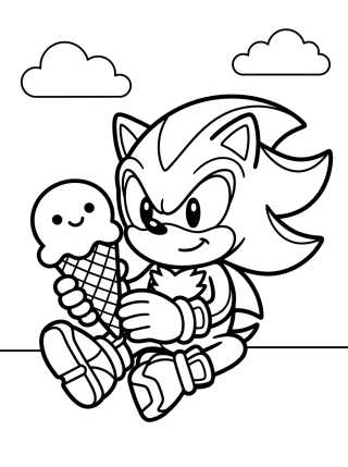 Desenho de Shadow Comendo um Sorvete Fofo para colorir e imprimir grátis