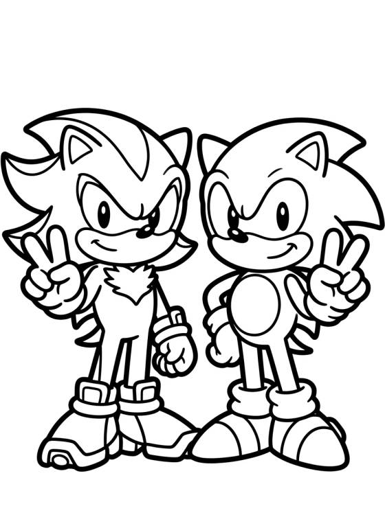 Desenho de Shadow e Sonic Amigos Fofos para colorir e imprimir grátis