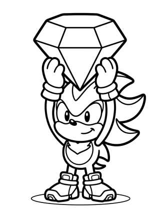 Desenho de Shadow Segurando a Esmeralda do Caos para colorir e imprimir grátis