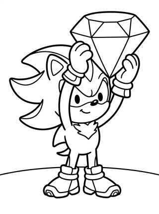 Desenho de Shadow Segurando uma Esmeralda do Caos para colorir e imprimir grátis