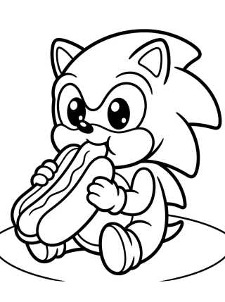 Sonic Comendo Cachorro-Quente para colorir Desenho de Sonic Comendo Cachorro-Quente para colorir e imprimir grátis