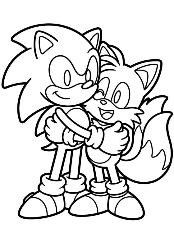 Desenho de Sonic e Tails Melhores Amigos para colorir e imprimir grátis