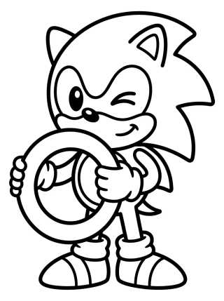 Desenho de Sonic Segurando Anel Dourado para colorir e imprimir grátis