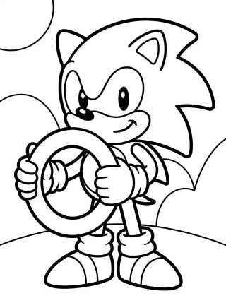 Sonic Segurando o Anel Dourado para colorir Desenho de Sonic Segurando o Anel Dourado para colorir e imprimir grátis