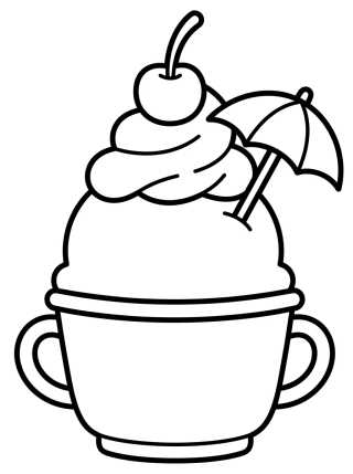 Desenho de Copa de Sundae de Sorvete Divertido para colorir e imprimir grátis