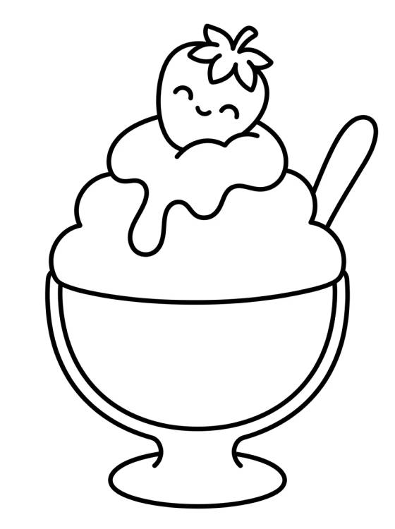 Taça de Sundae com Morango para colorir Desenho de Taça de Sundae com Morango para colorir e imprimir grátis