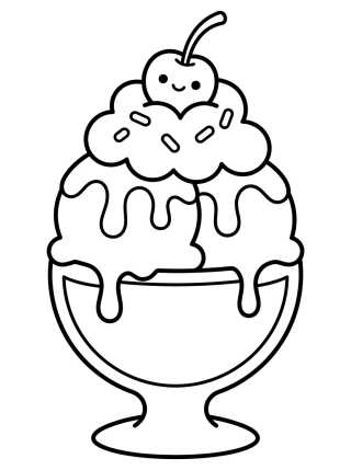 Desenho de Taça de Sundae Divertido com Chantilly para colorir e imprimir grátis
