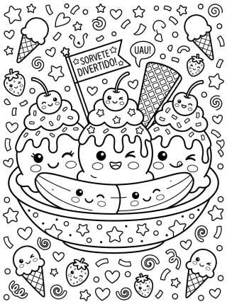 Desenho de Banana Split Divertida para colorir e imprimir grátis