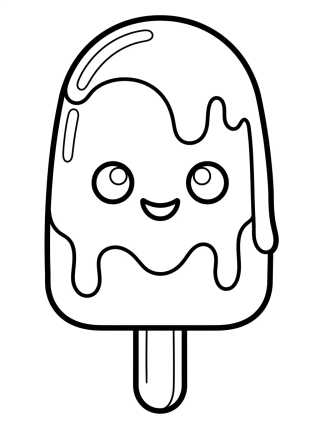 Desenho de Picolé Sorridente no Palito para colorir e imprimir grátis