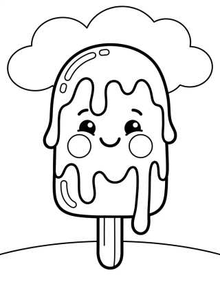 Desenho de Picolé Sorridente no Palito para colorir e imprimir grátis
