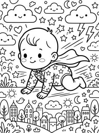 Bebê Super-Herói Apressado para colorir Desenho de Bebê Super-Herói Apressado para colorir e imprimir grátis