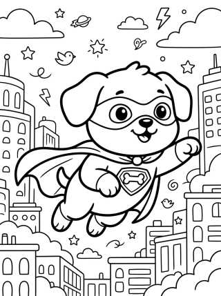 Cachorrinho Super-Herói de Capa para colorir Desenho de Cachorrinho Super-Herói de Capa para colorir e imprimir grátis