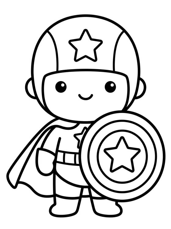 Capitão Fofo com Escudo para colorir Desenho de Capitão Fofo com Escudo para colorir e imprimir grátis