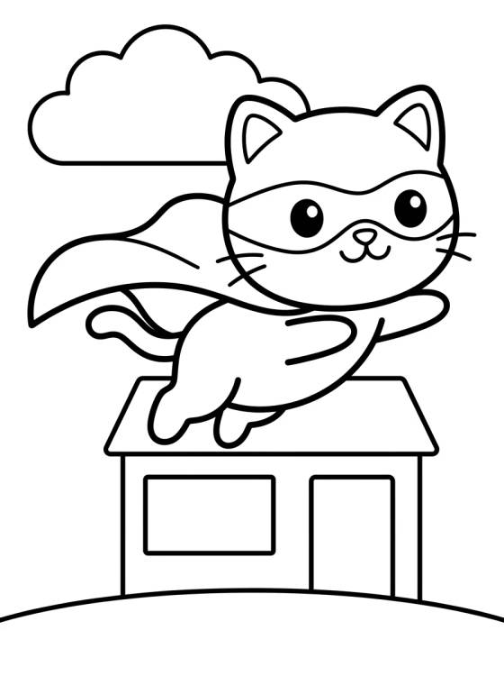 Desenho de Gatinho Super-Herói Salteador para colorir e imprimir grátis