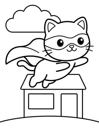 Gatinho Super-Herói Salteador para colorir Desenho de Gatinho Super-Herói Salteador para colorir e imprimir grátis