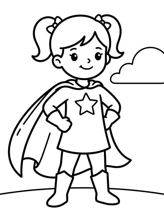 Desenho de Menina Super-heroína com Capa para colorir e imprimir grátis
