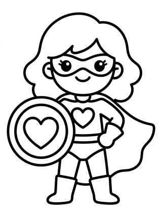 Menina Super-Heroína Poderosa para colorir Desenho de Menina Super-Heroína Poderosa para colorir e imprimir grátis