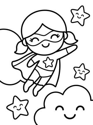 Menina Super-Heroína Voando para colorir Desenho de Menina Super-Heroína Voando para colorir e imprimir grátis