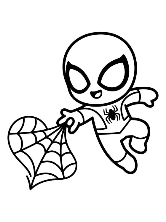 Menino Aranha Kawaii para colorir Desenho de Menino Aranha Kawaii para colorir e imprimir grátis