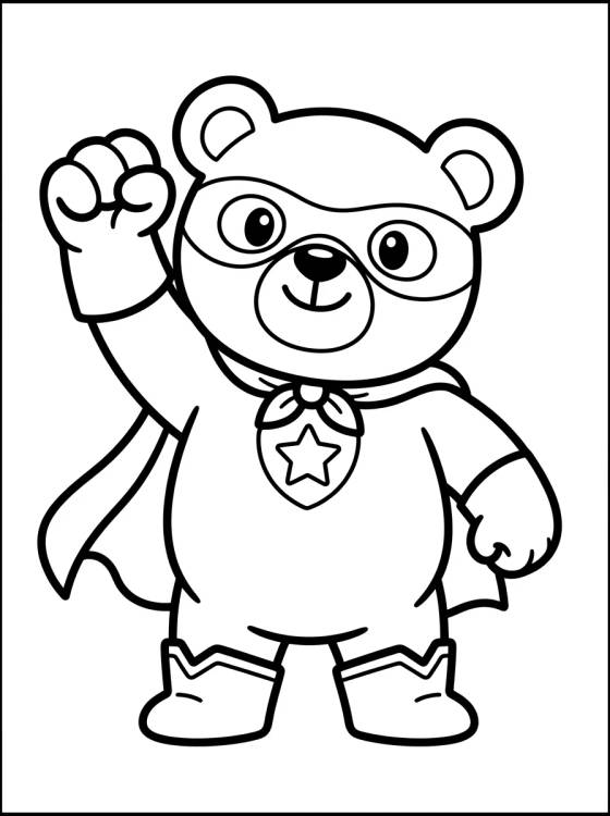 Desenho de Ursinho Super-Herói para colorir e imprimir grátis