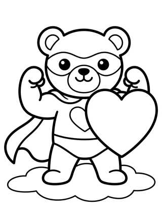 Desenho de Ursinho Super-herói para colorir e imprimir grátis