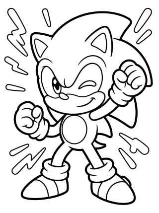 Desenho de Super Sonic Chibi em Pose Poderosa para colorir e imprimir grátis