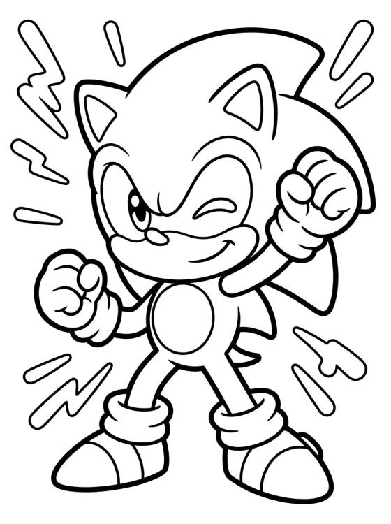 Desenho de Super Sonic Chibi em Pose Poderosa para colorir e imprimir grátis