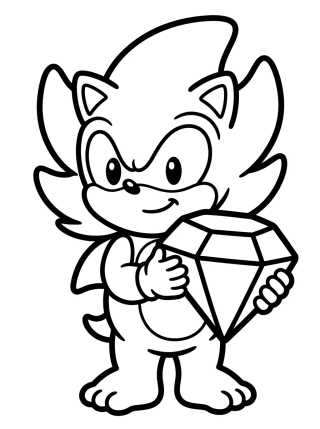 Desenho de Super Sonic com a Esmeralda do Caos para colorir e imprimir grátis