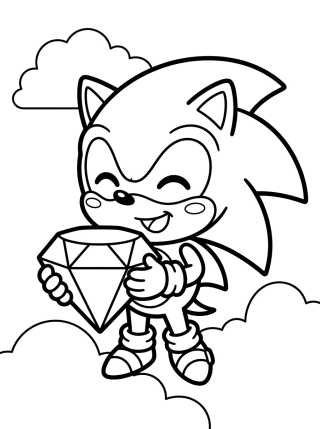 Desenho de Super Sonic com a Esmeralda do Caos para colorir e imprimir grátis