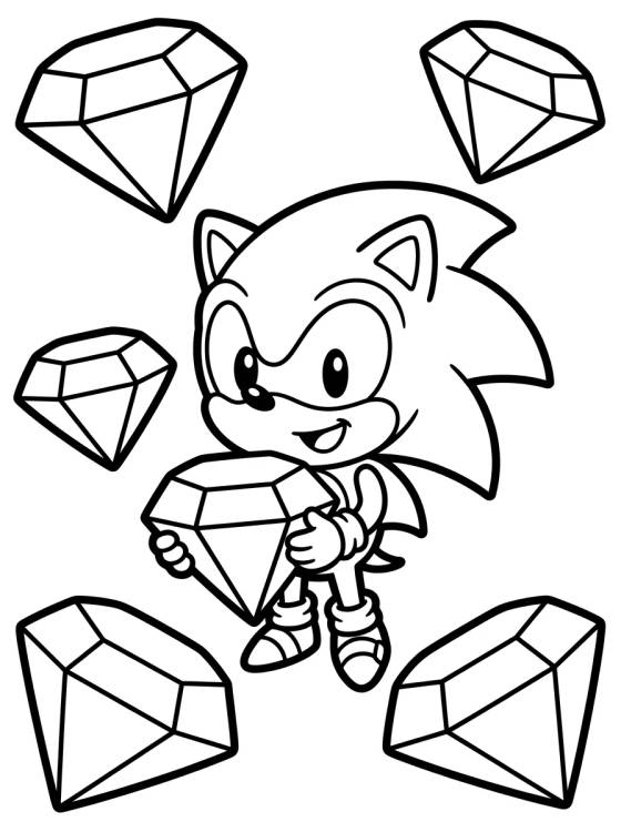 Super Sonic e as Esmeraldas do Caos para colorir Desenho de Super Sonic e as Esmeraldas do Caos para colorir e imprimir grátis