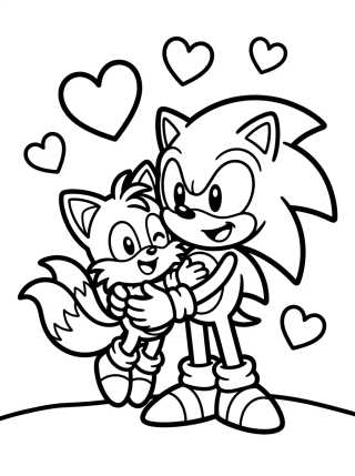 Desenho de Super Sonic e Tails Amigos para colorir e imprimir grátis