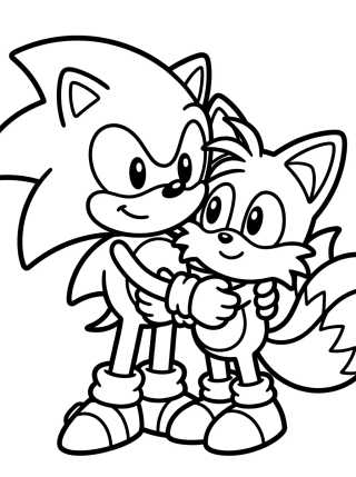 Desenho de Super Sonic e Tails Fofinhos para colorir e imprimir grátis