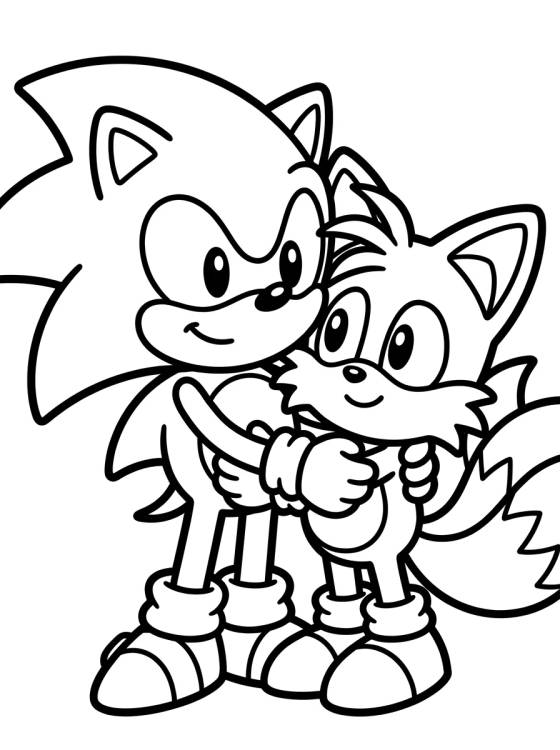 Super Sonic e Tails Fofinhos para colorir Desenho de Super Sonic e Tails Fofinhos para colorir e imprimir grátis