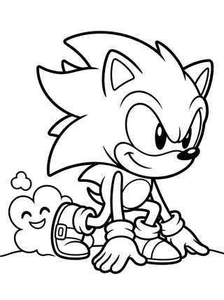 Desenho de Super Sonic em Pose de Corrida para colorir e imprimir grátis