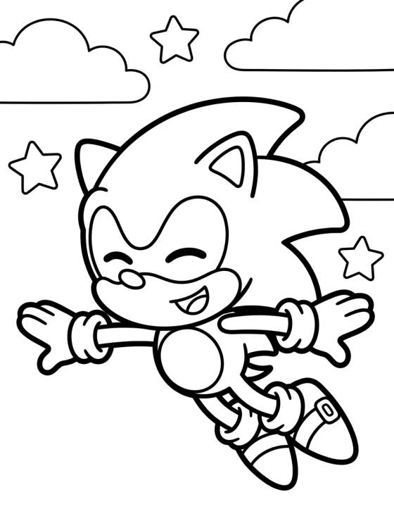 Super Sonic Fofo Voando para colorir Desenho de Super Sonic Fofo Voando para colorir e imprimir grátis