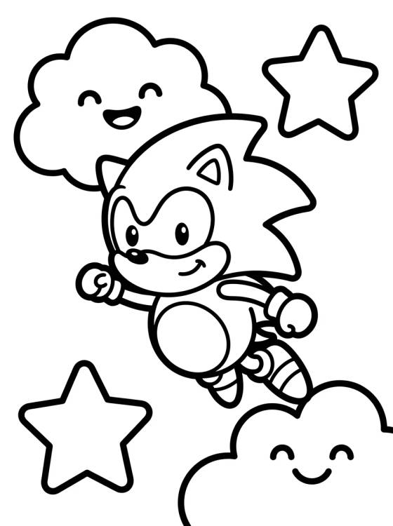 Super Sonic Kawaii Voando para colorir Desenho de Super Sonic Kawaii Voando para colorir e imprimir grátis