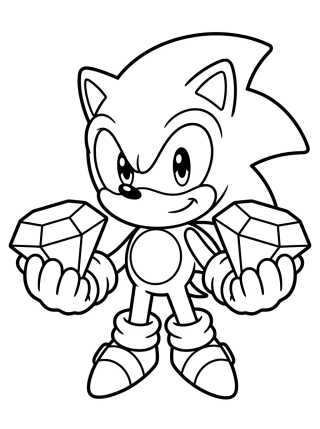 Desenho de Super Sonic Segurando as Esmeraldas do Caos para colorir e imprimir grátis