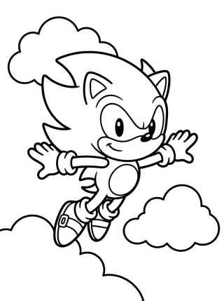 Desenho de Super Sonic Voador Fofo para colorir e imprimir grátis