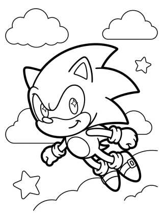 Desenho de Super Sonic Voador Kawaii para colorir e imprimir grátis
