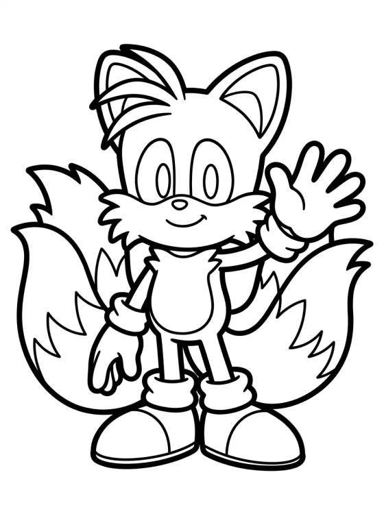 Desenho de Tails Acenando Feliz para colorir e imprimir grátis