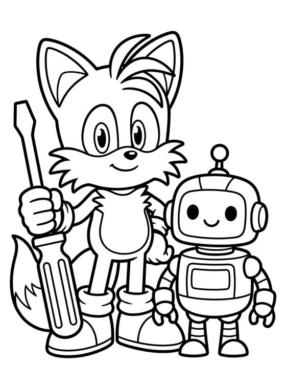 Tails Inventor com Chave de Fenda para colorir Desenho de Tails Inventor com Chave de Fenda para colorir e imprimir grátis
