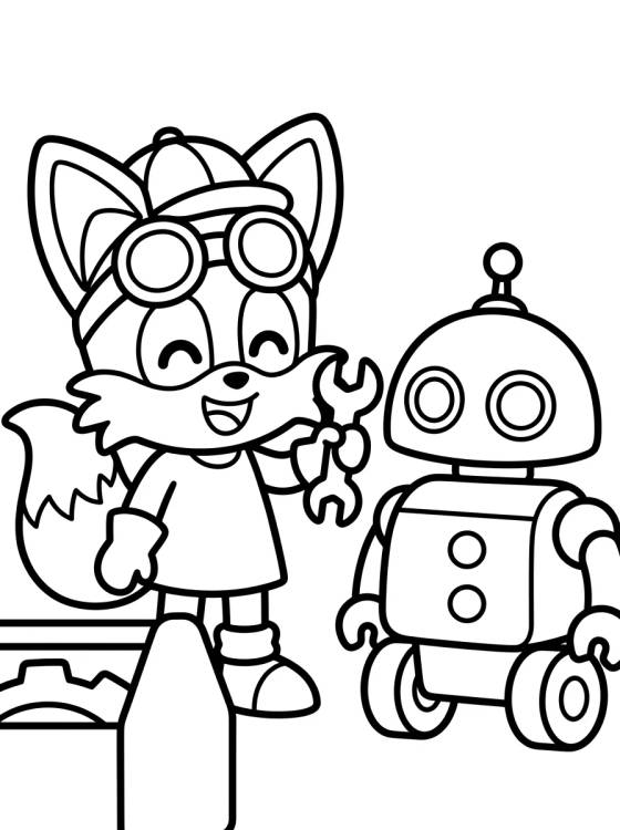 Tails Inventor com Ferramentas para colorir Desenho de Tails Inventor com Ferramentas para colorir e imprimir grátis