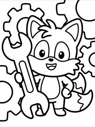 Desenho de Tails Inventor com Ferramentas para colorir e imprimir grátis