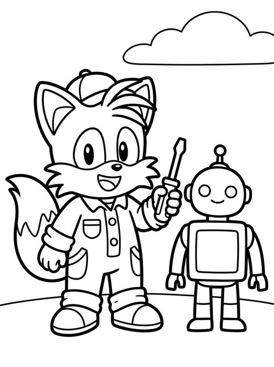 Tails Pequeno Inventor para colorir Desenho de Tails Pequeno Inventor para colorir e imprimir grátis