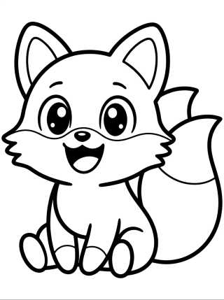 Desenho de Tails Sorrindo em Estilo Kawaii para colorir e imprimir grátis
